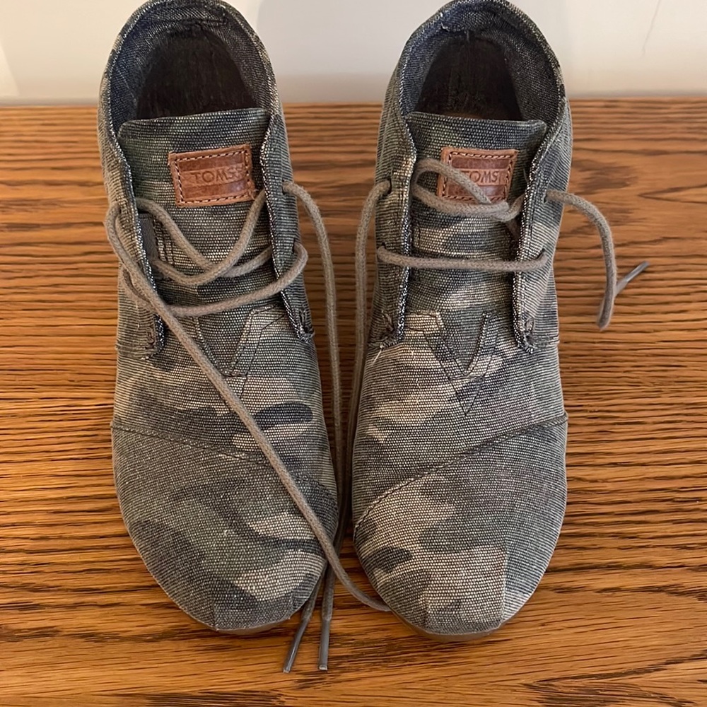 Camo TOMS Wedge Bootie